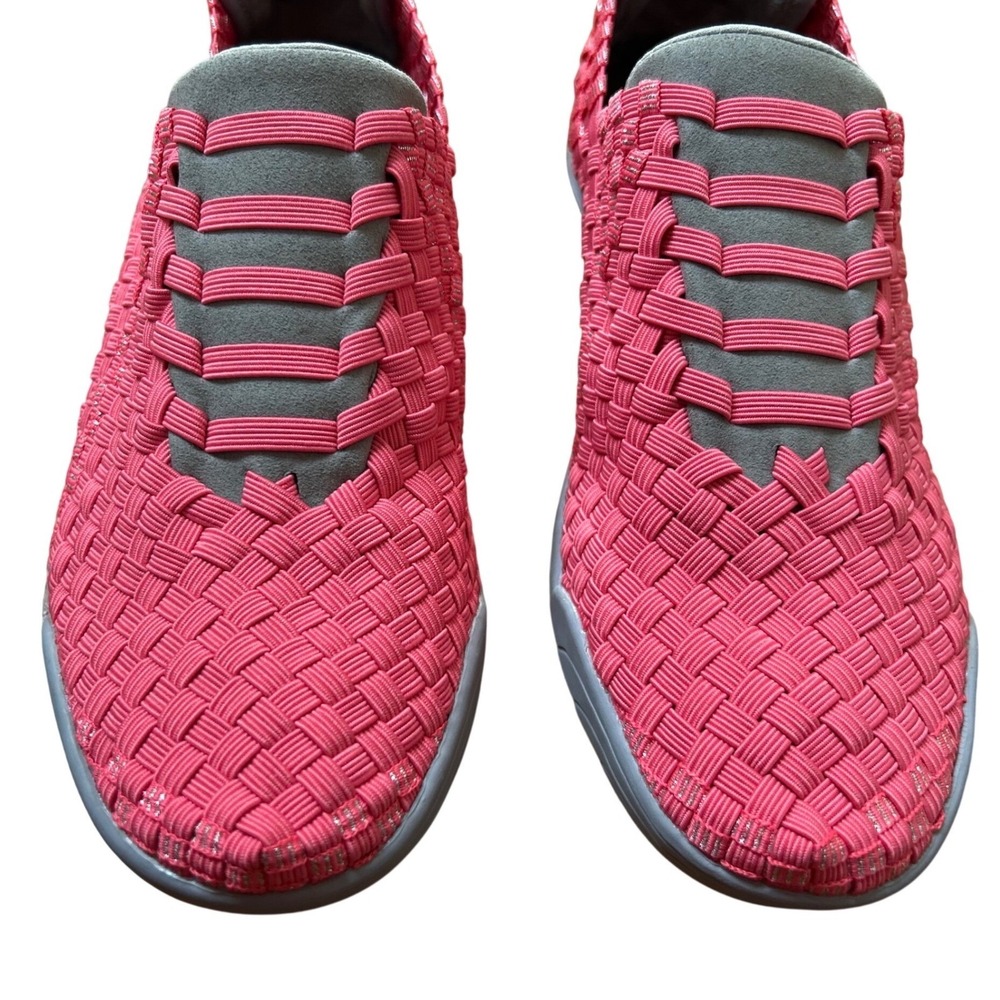 Bernie Mev Women's Woven Elastic Slip On Sneakers Pink Grey Size 38 (US 7) NEW - Picture 7 of 10
